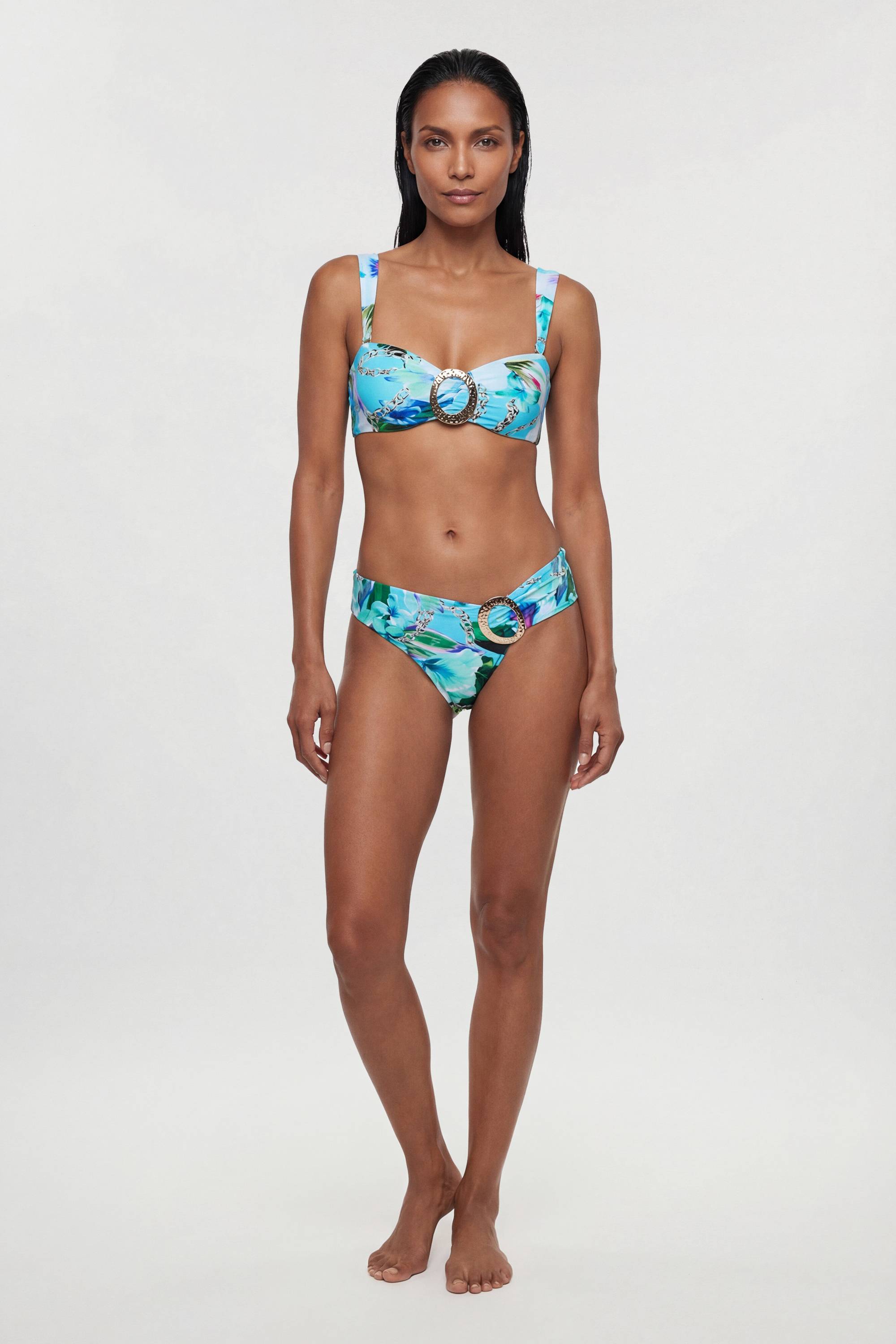 KarenMillen Haut De Bikini Bandeau À Imprimé Chaîne Avec Détail Garniture Métallique