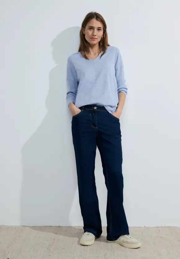 3/4 Feinstrick Pullover - tranquil blue melange