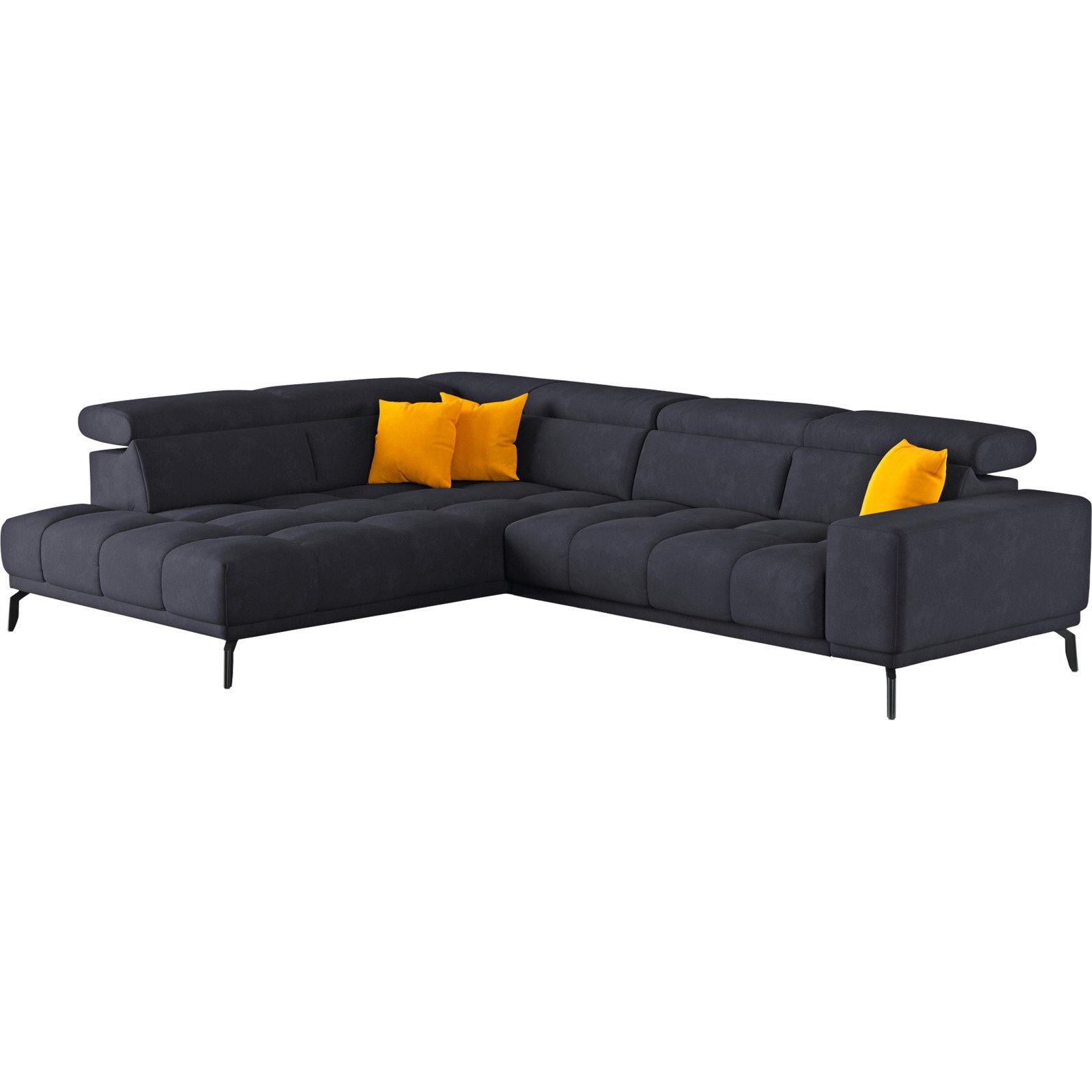 Ecksofa Jamba Stoff schwarz, Ottomane links