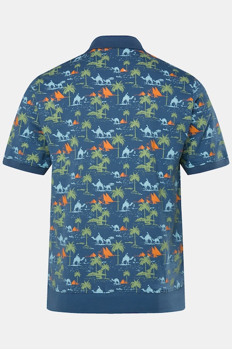 Men+ Poloshirt Bauchfit, Halbarm, allover Print, bis 84/86