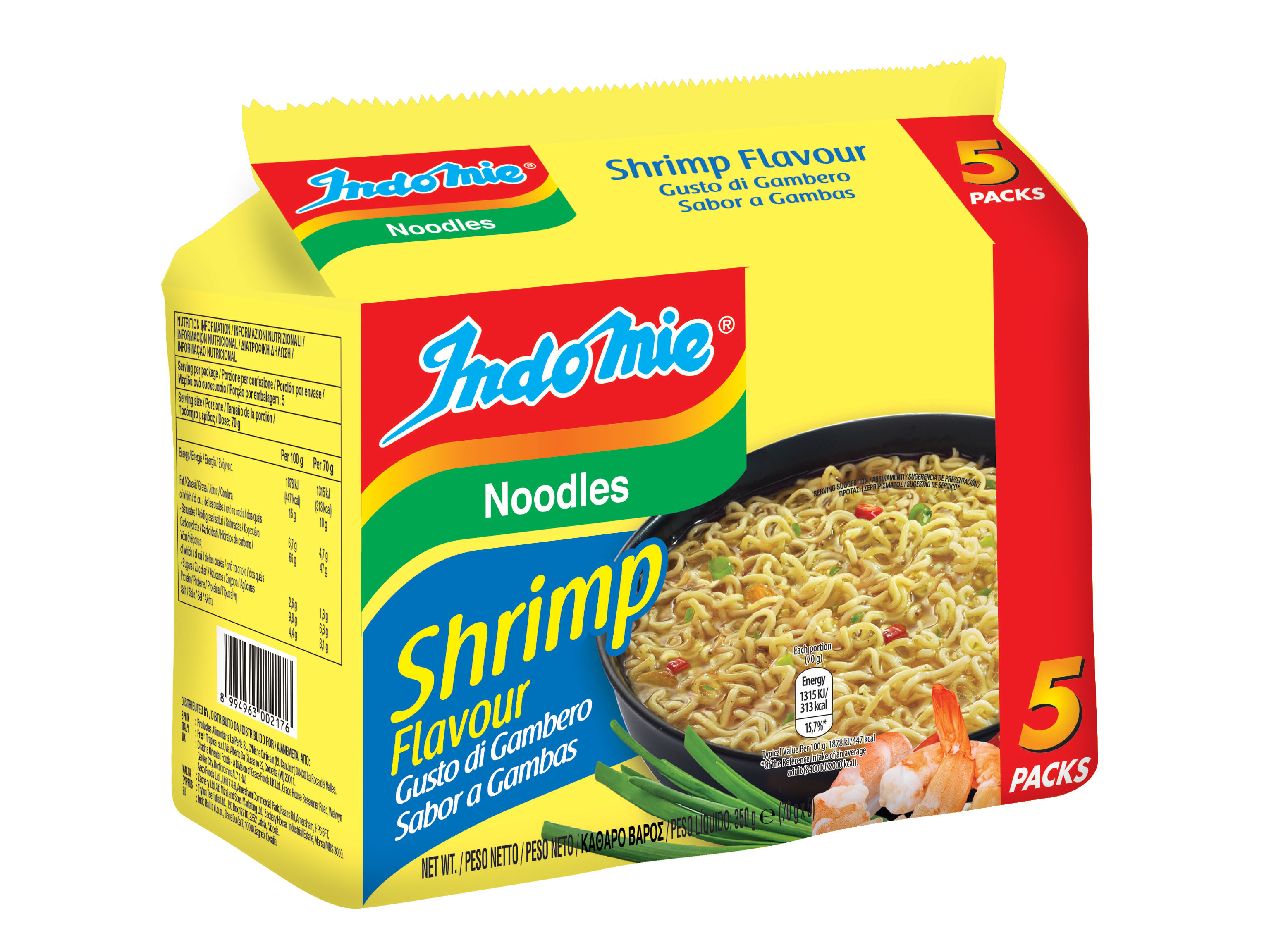 NOODLES INDOMIE CAMARÃO 350G PACK 5
