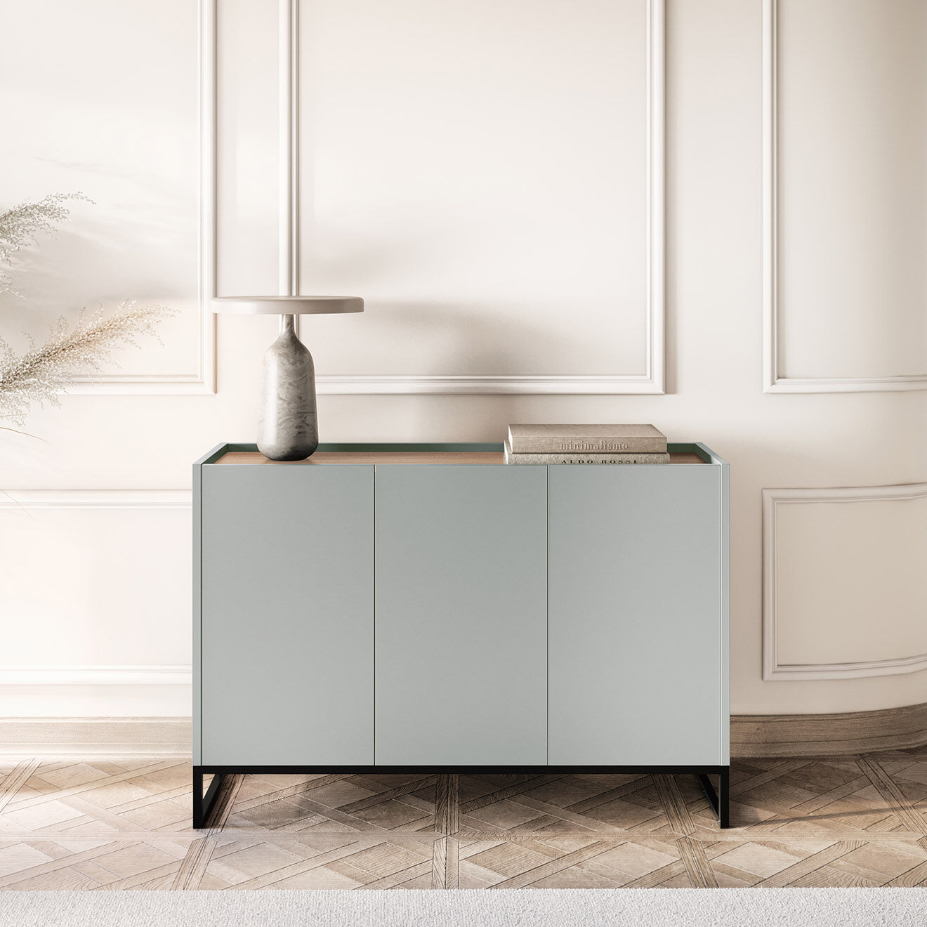 Windsor & Co Commode Helene chêne naturel/gris clair - 120x40x80 cm