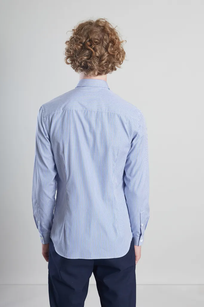 Chemise popeline à rayures bleu pétrole L'Exception Paris