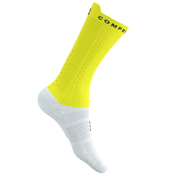 Chaussette vélo COMPRESSPORT PRO RACING SOCKS V4.0 BIKE WHITE/SAFETY YELLOW