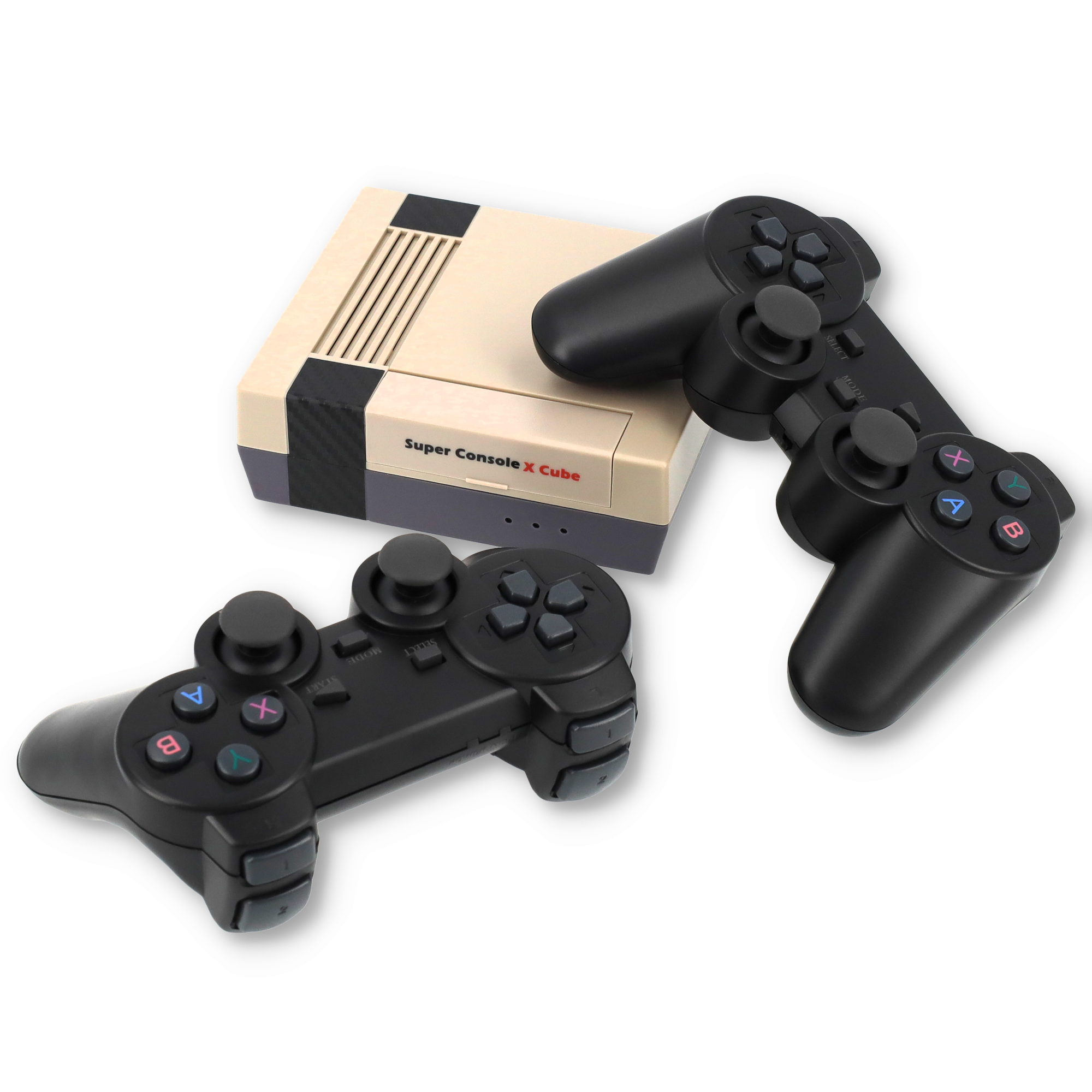 Ultra HD 4K Video Spiel Konsole Retro Super X3 Cube mit 2 Wireless 2.4GHz Game Controllern und 256GB Speicher über 100000 Spiele (2025 Edition) - Grau
