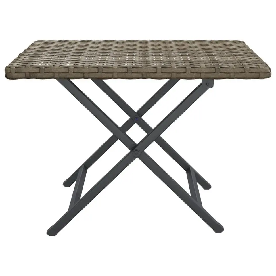 vidaXL - Tafel inklapbaar - Grijs - Poly rattan - 45x35x32 cm