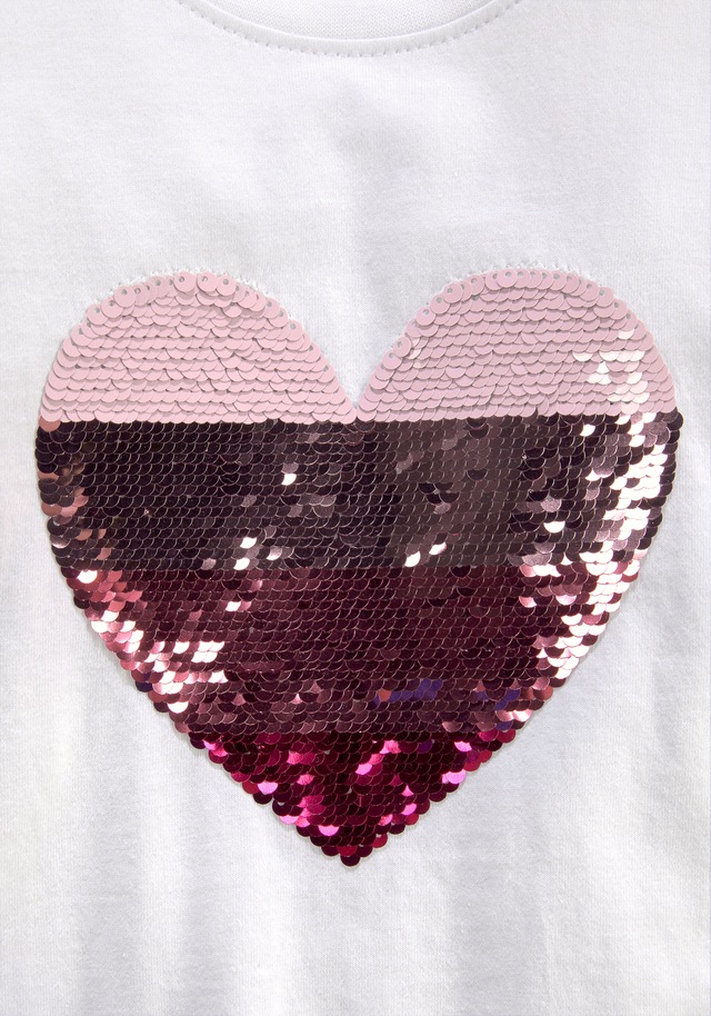KIDSWORLD Langarmshirt », mit Paillettenherz zum Wenden«, Langarm,  Basic-Passform,  mit glitzernden Pailletten