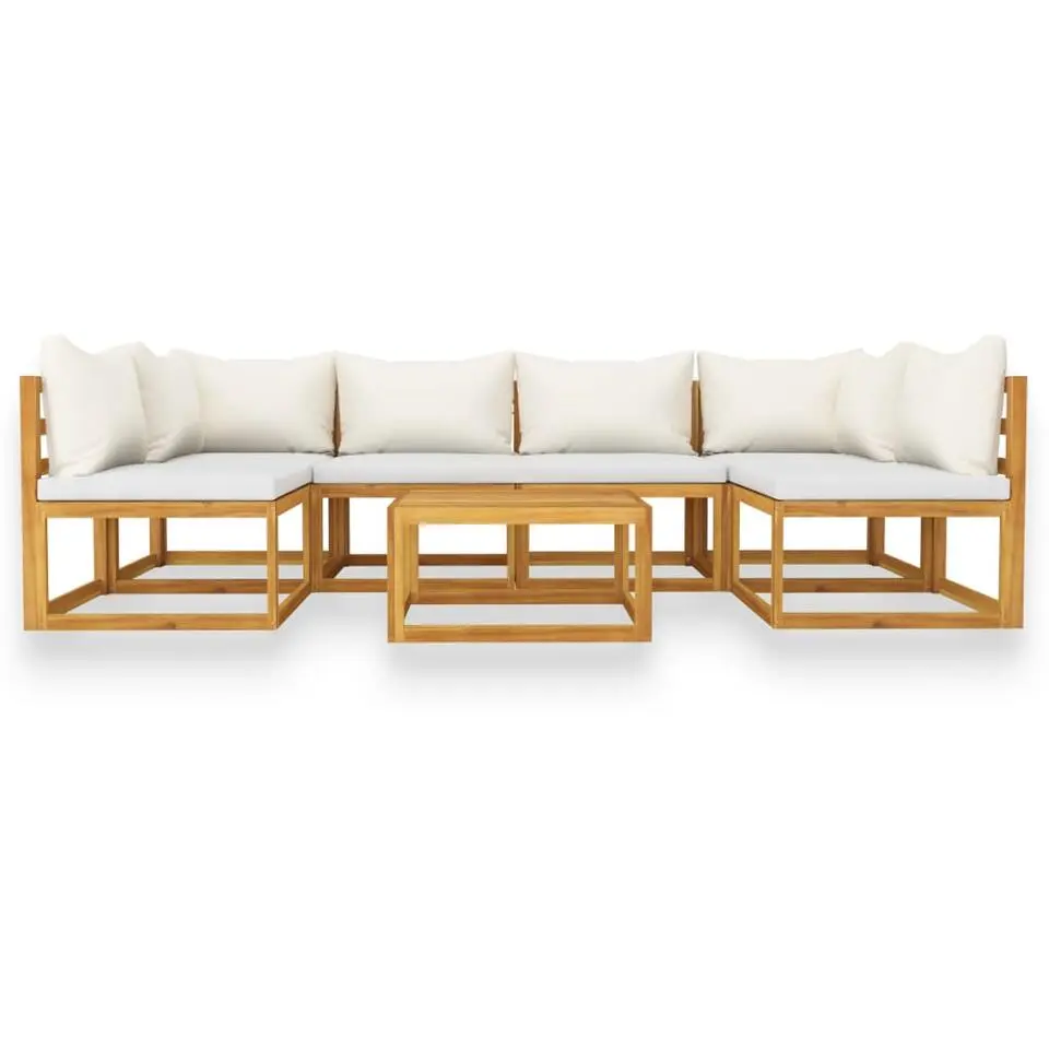 vidaXL - Loungeset - Crème - Acaciahout - 7 stuks - Met kussens