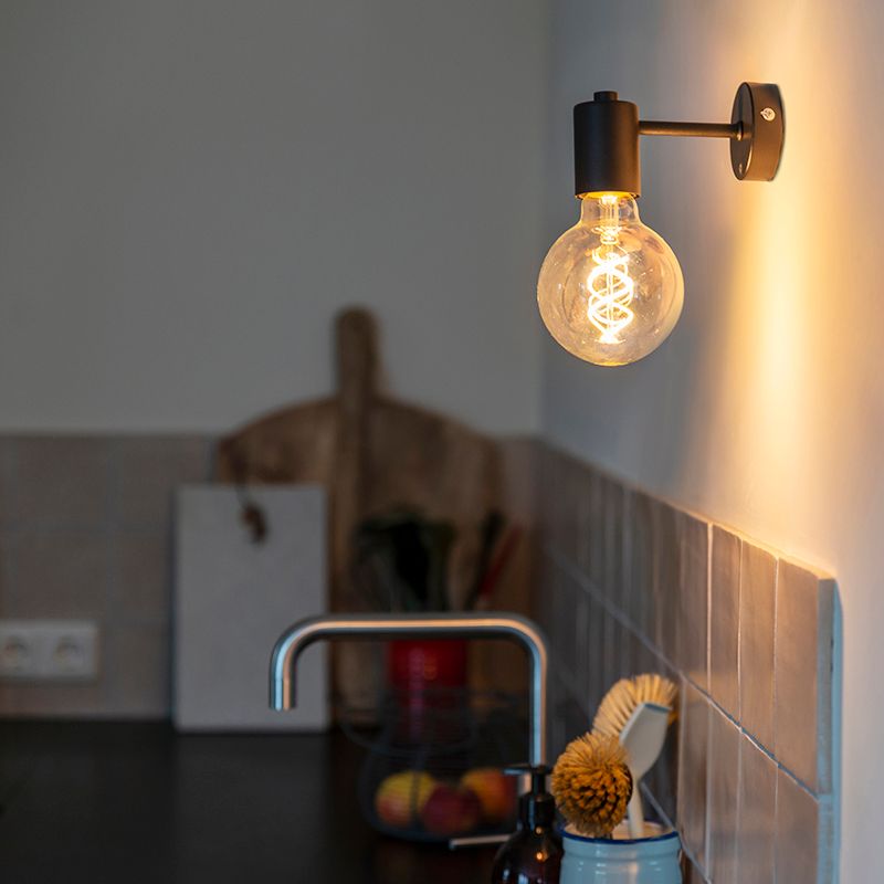 Industriële wandlamp zwart 13cm - Facil