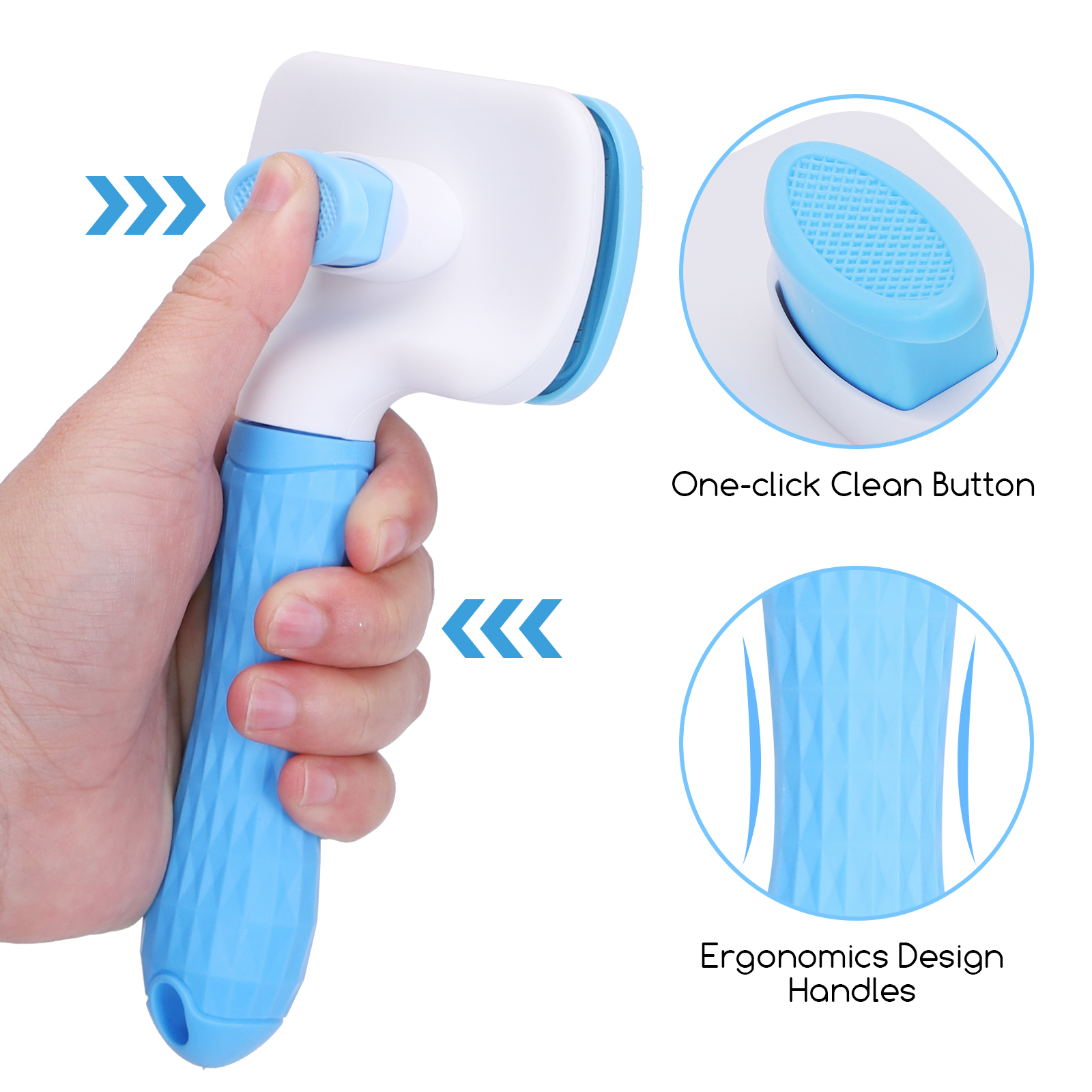 Escova Nobleza Pets para Cães e Gatos, Escova de Higiene Autolimpante para Animais de Estimação, Remove Pelos Mortos, Escova com Cerdas Flexíveis de Aço Inoxidável para Desembaraçar, Não Arranha a Pele