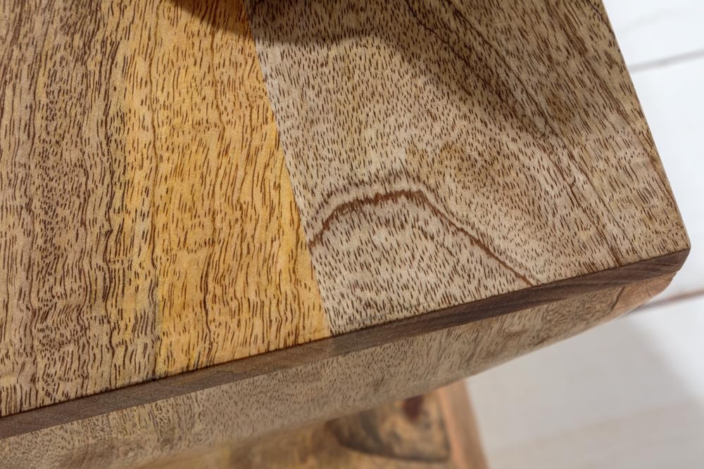 Riess Ambiente Massiver Hocker Twist - 45cm - Natur Mangoholz - Handmade Beistelltisch