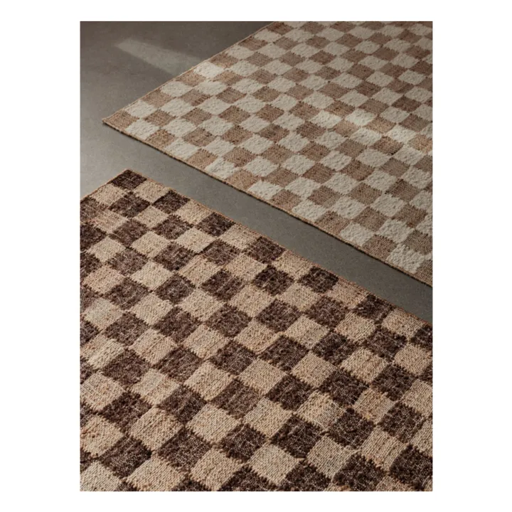 Ferm Living Tapis en jute et laine Check | Crème