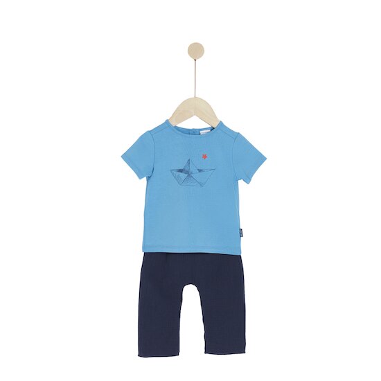 Plage Ensemble Pantalon + Tee-shirt   Bleu        de               P'tit bisou