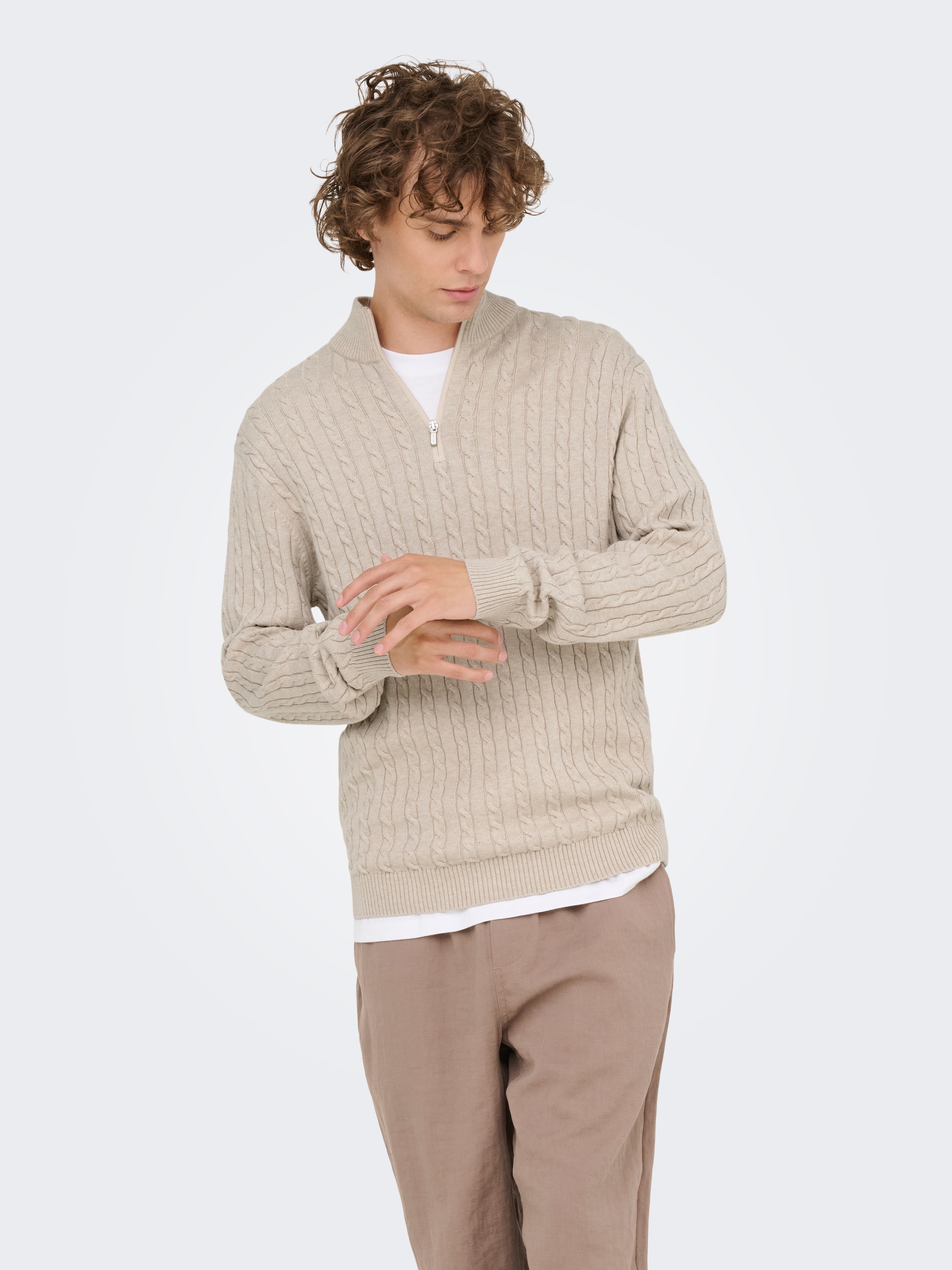 ONLY & SONS Troyer »ONSLOUI REG 12 CABEL HALF ZIP KNIT«