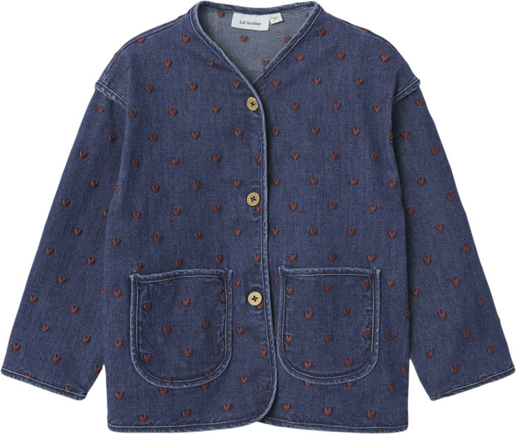 Lil' Atelier NMFLIVA LS DNM JACKET 2001-ES LIL Dark blue denim/heart emb
