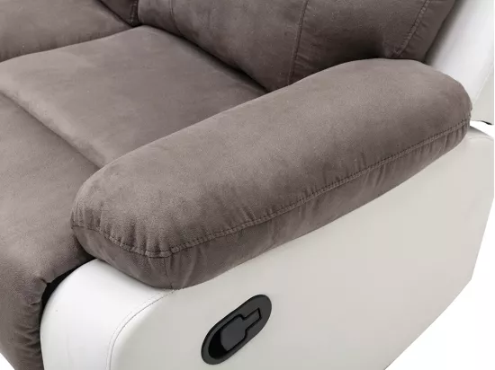 Canapé d'angle relax gris et blanc en microfibre et simili TOLZANO