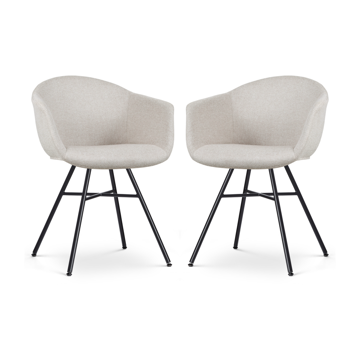 Eetkamerstoel Noa-Otis beige - zwart onderstel - set van 2