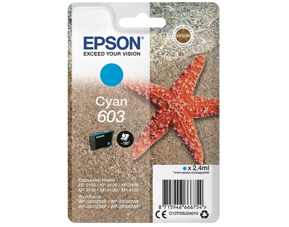 TINTEIRO ORIGINAL EPSON CYAN SINGLEPK 603 C13T03U24020
