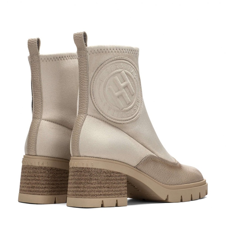 Botas de cano curto Hispanitas Everest em couro marfim - Salto de 6,5 cm -