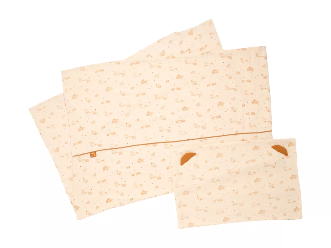 Housse de couette 100x135cm et taie d'oreiller en coton beige