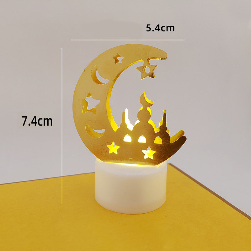 (74x54mm) Mini Ramadan LED Teelicht Eid Mubarak Home Deko Rechaud Kerze Bayram Beleuchtung (inkl. LR1130 Batterien) - Warmweiss
