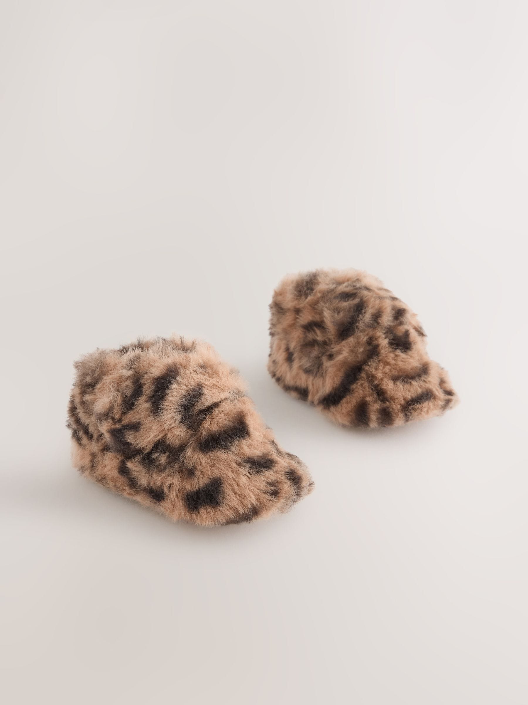 Animal Bruin met dierenprint - Baby Cosy Boots met Klittenbandsluiting (0-18maanden)