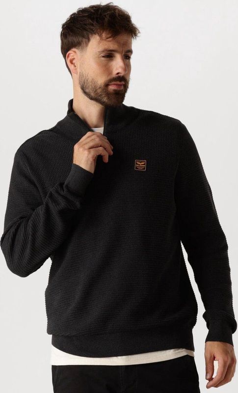 PME Legend Half Zip Collar Cotton Mouline Truien & Vesten Heren - Sweater - Hoodie - Vest- Zwart
