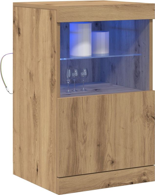 vidaXL Dressoir - Artisanaal Eiken - Met LED-Verlichting - Stevige Constructie