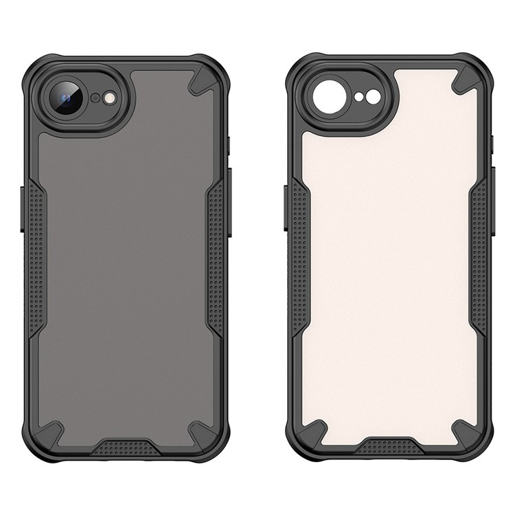 iPhone 16e Hybrid Bumper Hülle mit Air Cushion Fallschutz   Kameraschutz - Schwarz / Transparent (Matt)