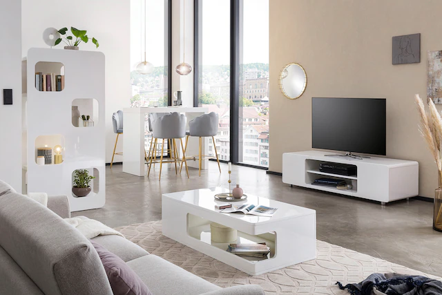 SalesFever Bartisch »Hochtisch im eleganten Stil« Edle Querstrebe in Chromoptik aus rostfreiem Stahl