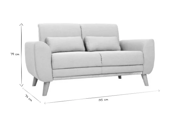 Canapé scandinave 2 places en tissu beige et bois clair EKTOR