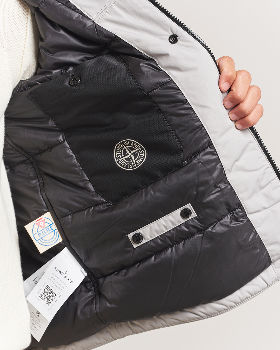 Stone Island Micro Twill Primaloft Padded Hood Jacket Pearl Grey