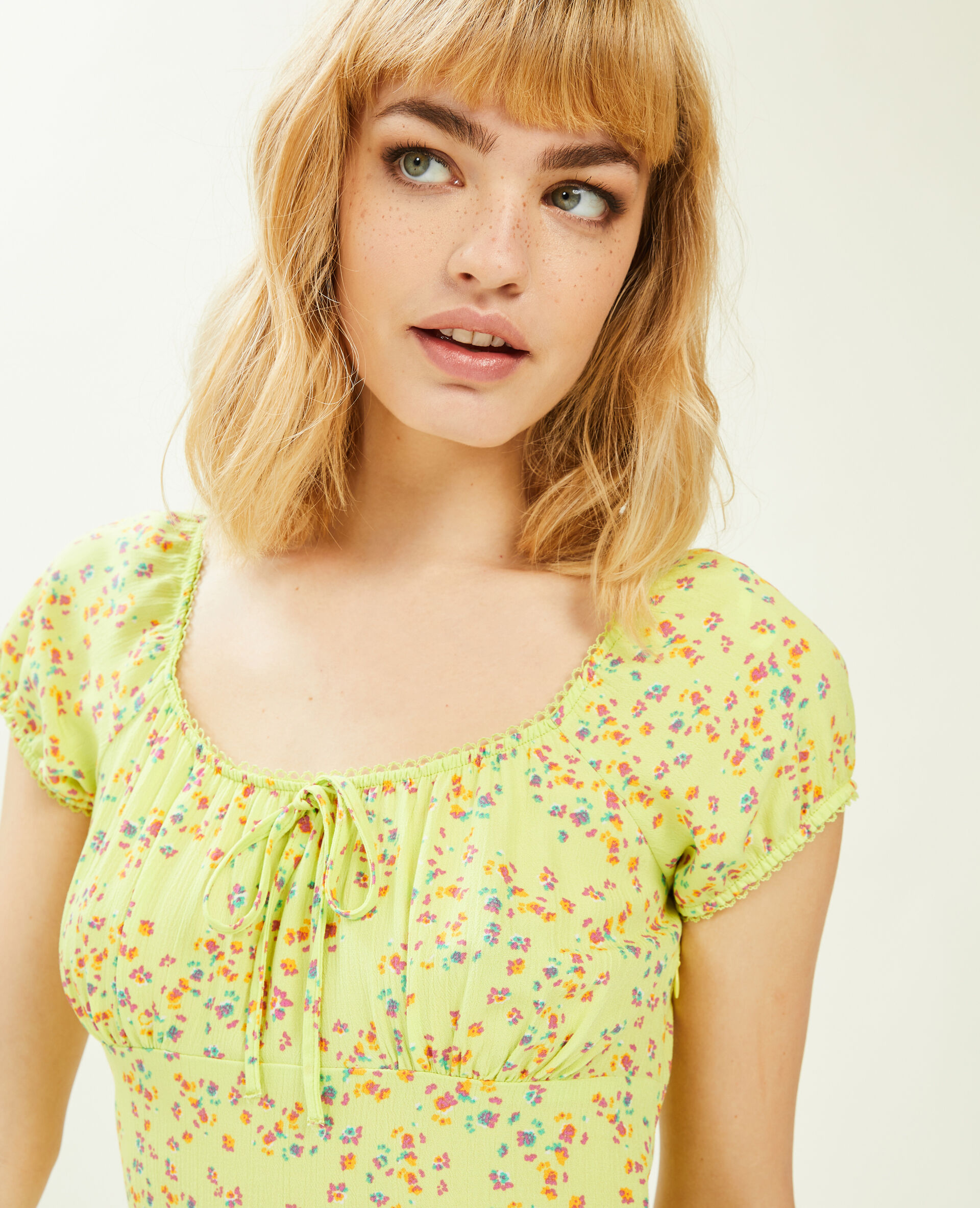 Robe courte avec fronces - Vert