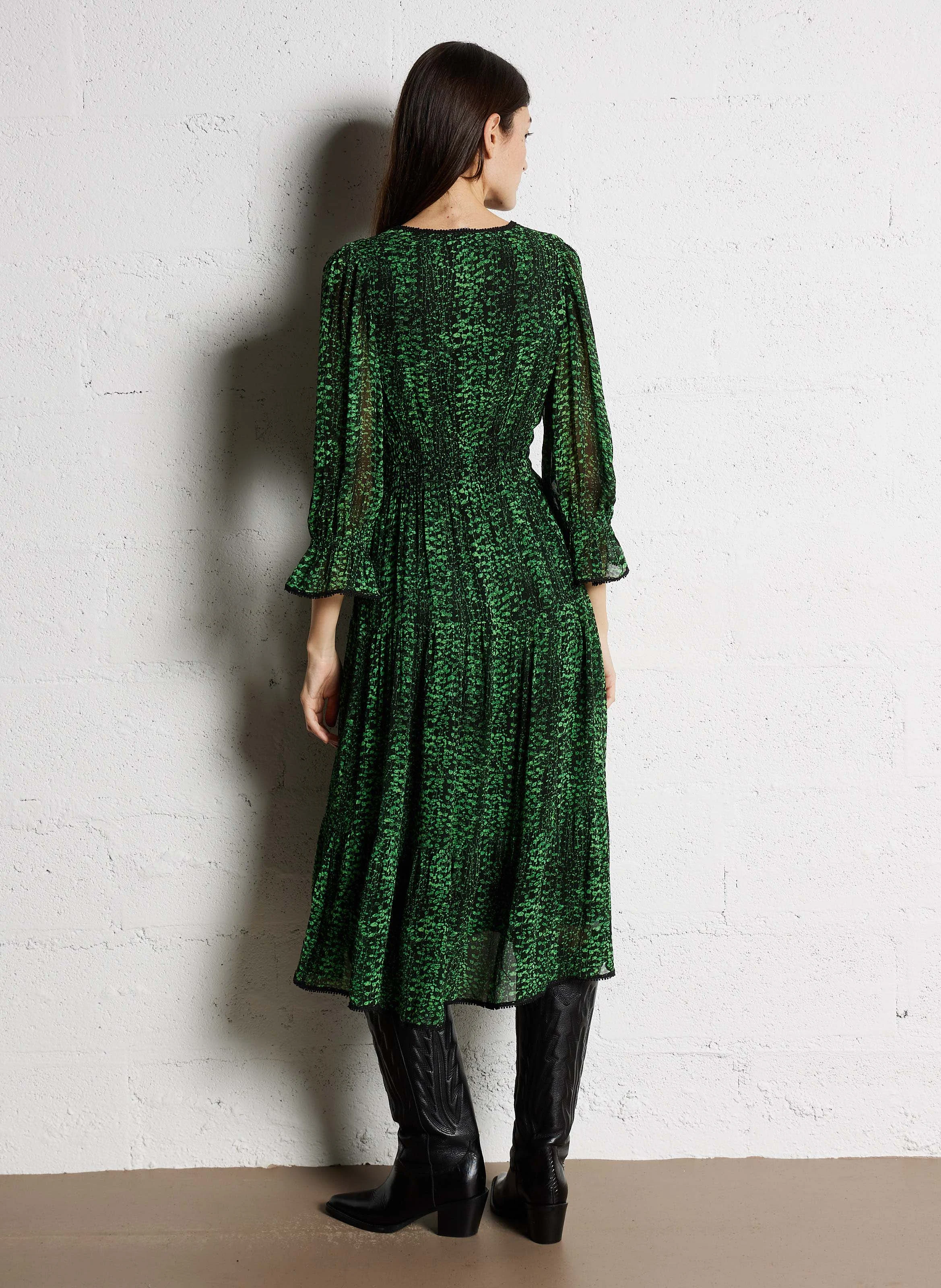 CLOVIA - Robe longue imprimée| Vert