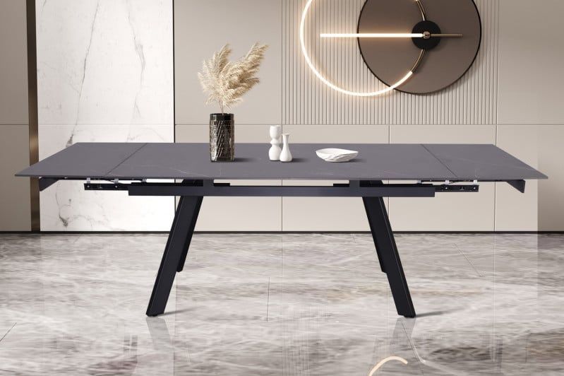 Hera - Uitschuifbare Tafel - Rechthoekig - Steen Zwart - 160-240 cm