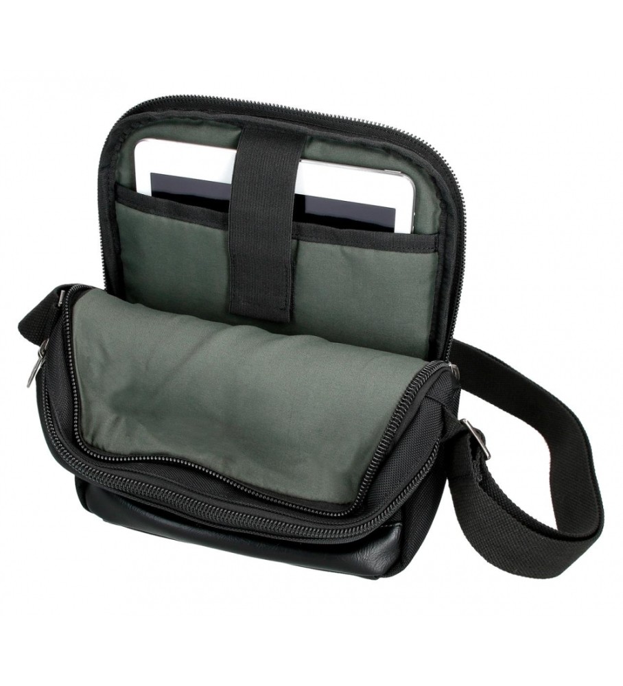 Bolsa de ombro grande Pepe Jeans Sander para tablet, preta.