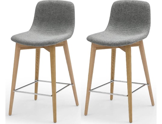 CONCEPT1 - Tabouret de bar Lot de 2 T. Katy gris clair tissu (plan)