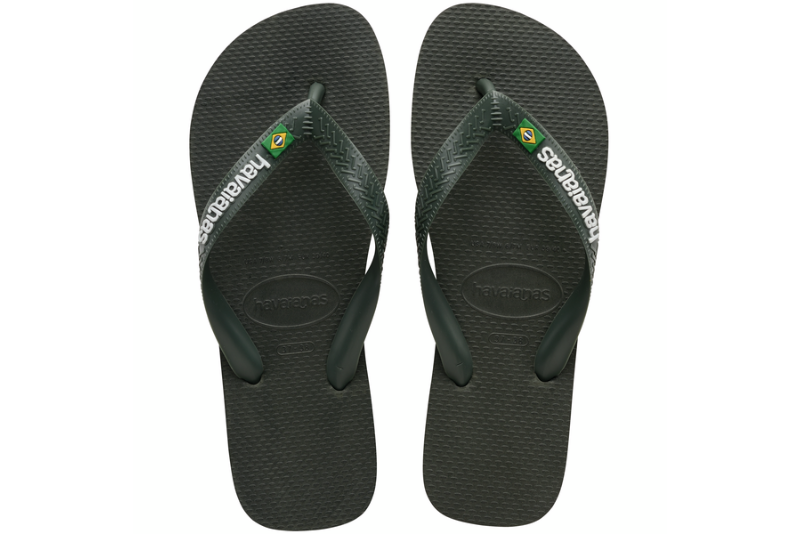 HAVAIANAS BRASIL LOGO KLIPKLAPPER I OLIVENGRØNT GUMMI