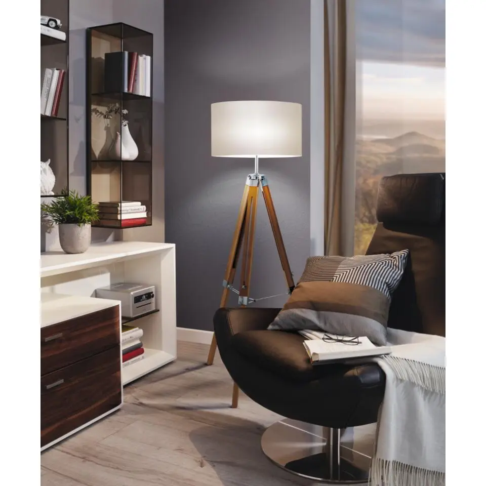 EGLO Lantada Vloerlamp - E27 - 143 cm - Natuur/Beige