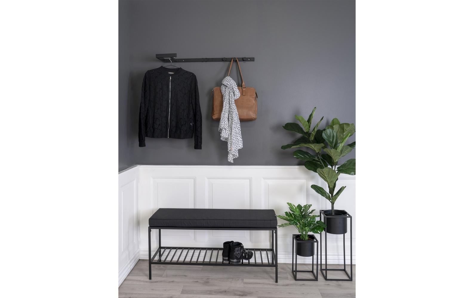 Wandgarderobe Trento 30 x 82 cm, SchwarzGarderobe aus Metall