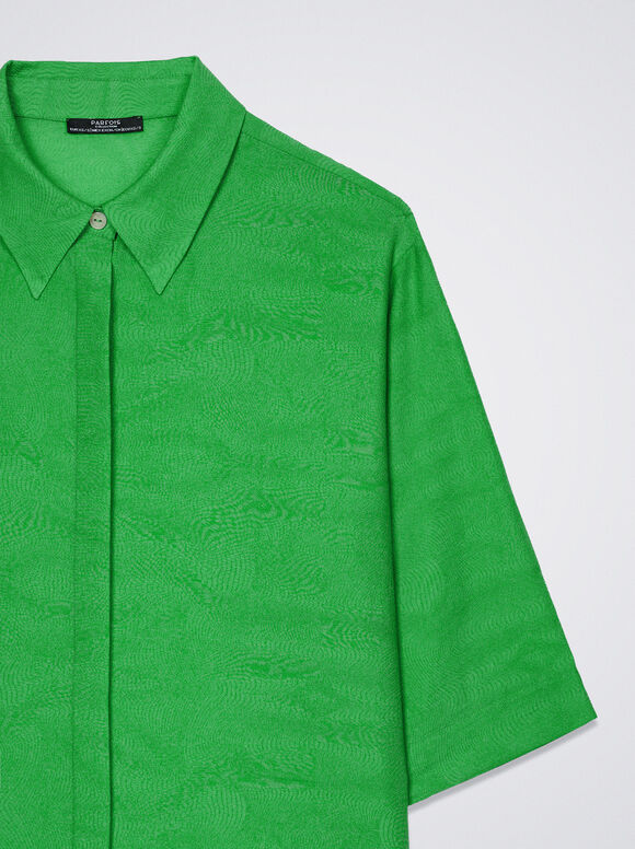Camisa jacquard de manga curta - Verde
