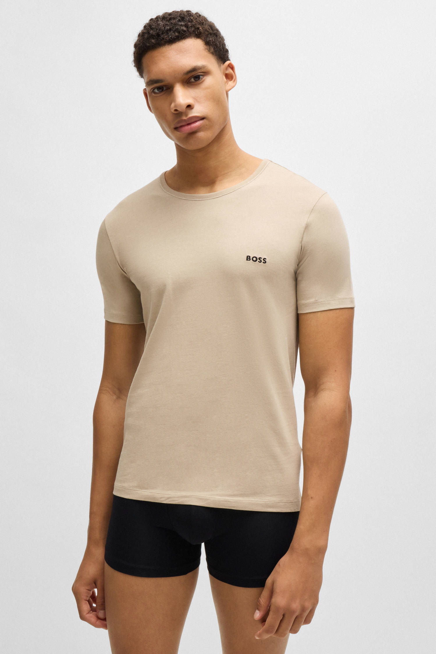 BOSS ondershirt (set van 3) beige/olijfgroen/zwart