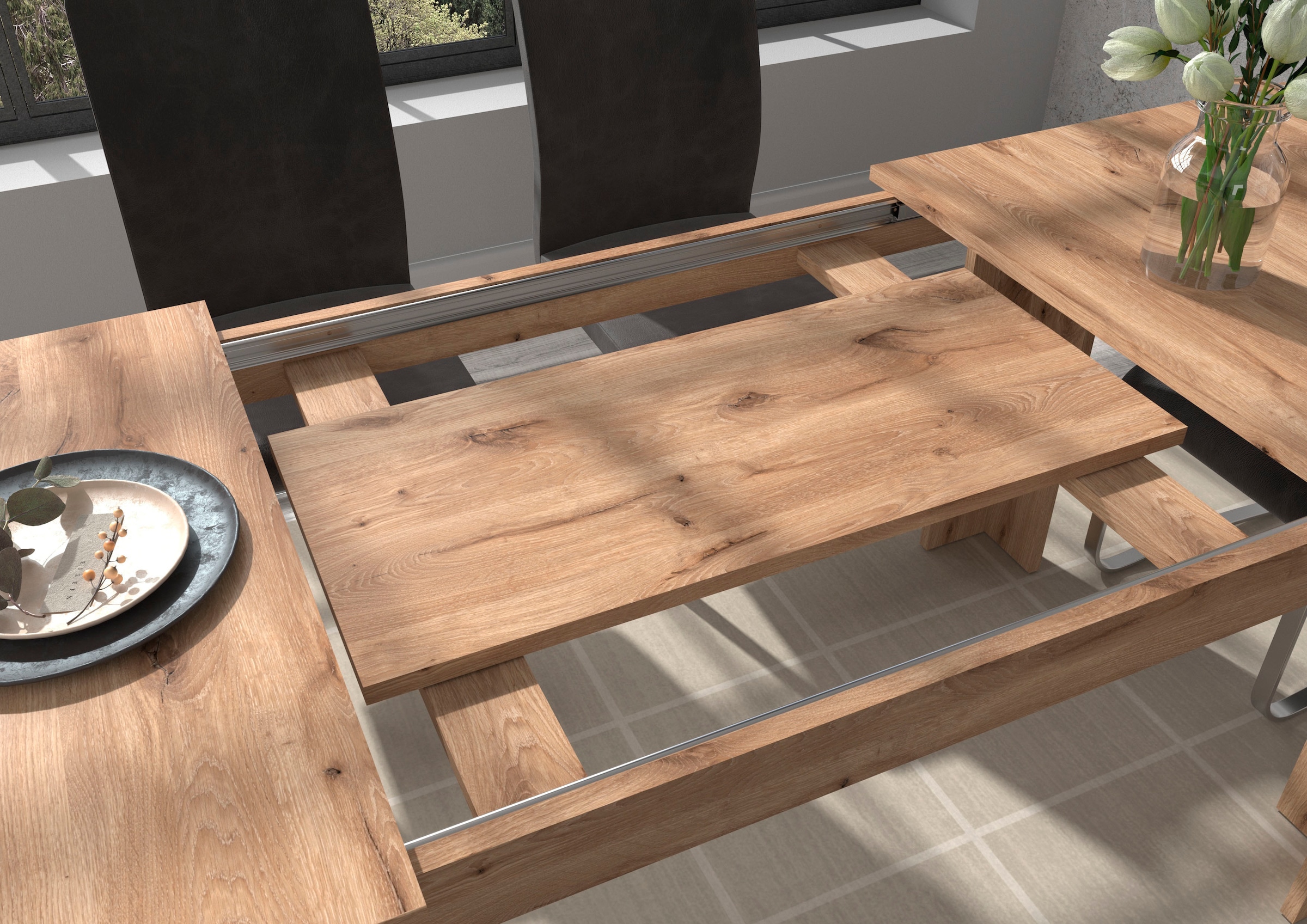 INOSIGN Esstisch »Kalmar, rechteckig, 160 cm ausziehbar auf 200 cm, inkl. Einlegeplatte« Esszimmertisch, Tisch, Küchentisch, dining table,