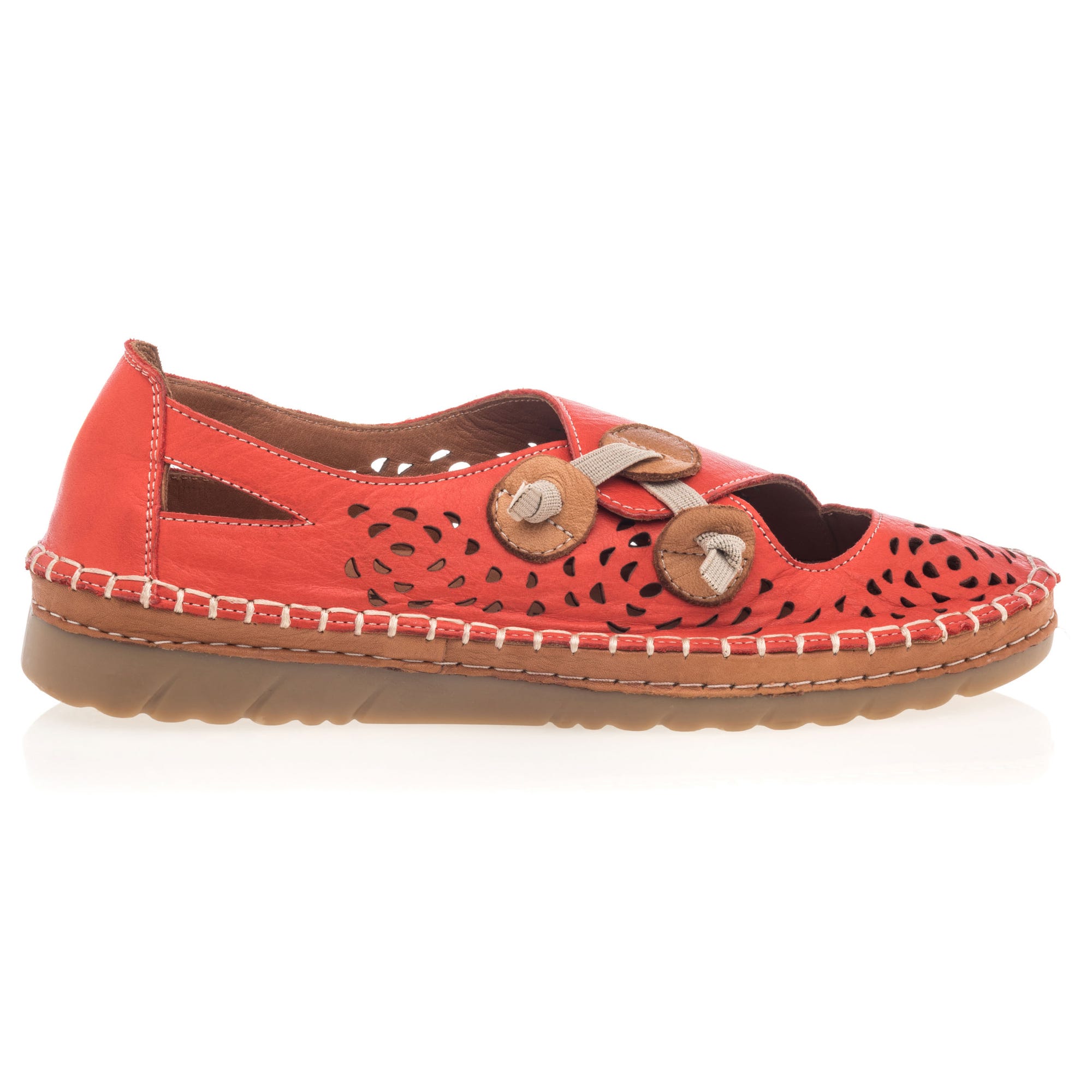 Ballerines Femme en cuir rouge