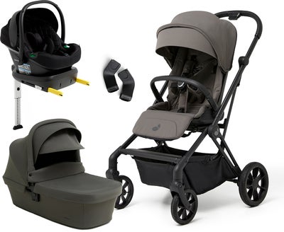 Beemoo Pro Twist Duovogn Inkl. Beemoo Route Babybilstol & Base, Mocha Grey/Black Stone