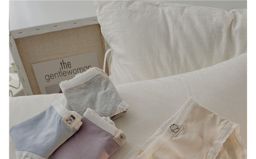 Single Park - Effen panty met kanten rand / set