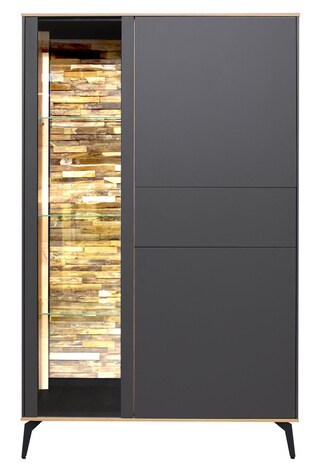 Highboard COMO 101 x 145 cm Anthrazit matt Lack/Asteiche-Dekor