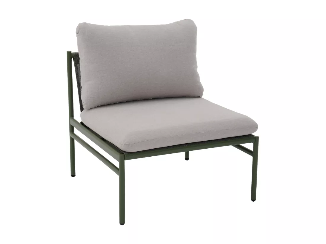 Salon de jardin modulable en acier : un canapé d'angle 5 places et tables basses gigognes - Kaki - ULAME de MYLIA