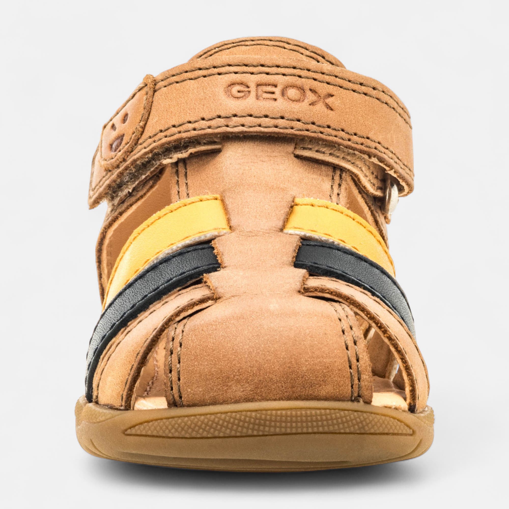Nu-pieds Bébé garçon en cuir cognac