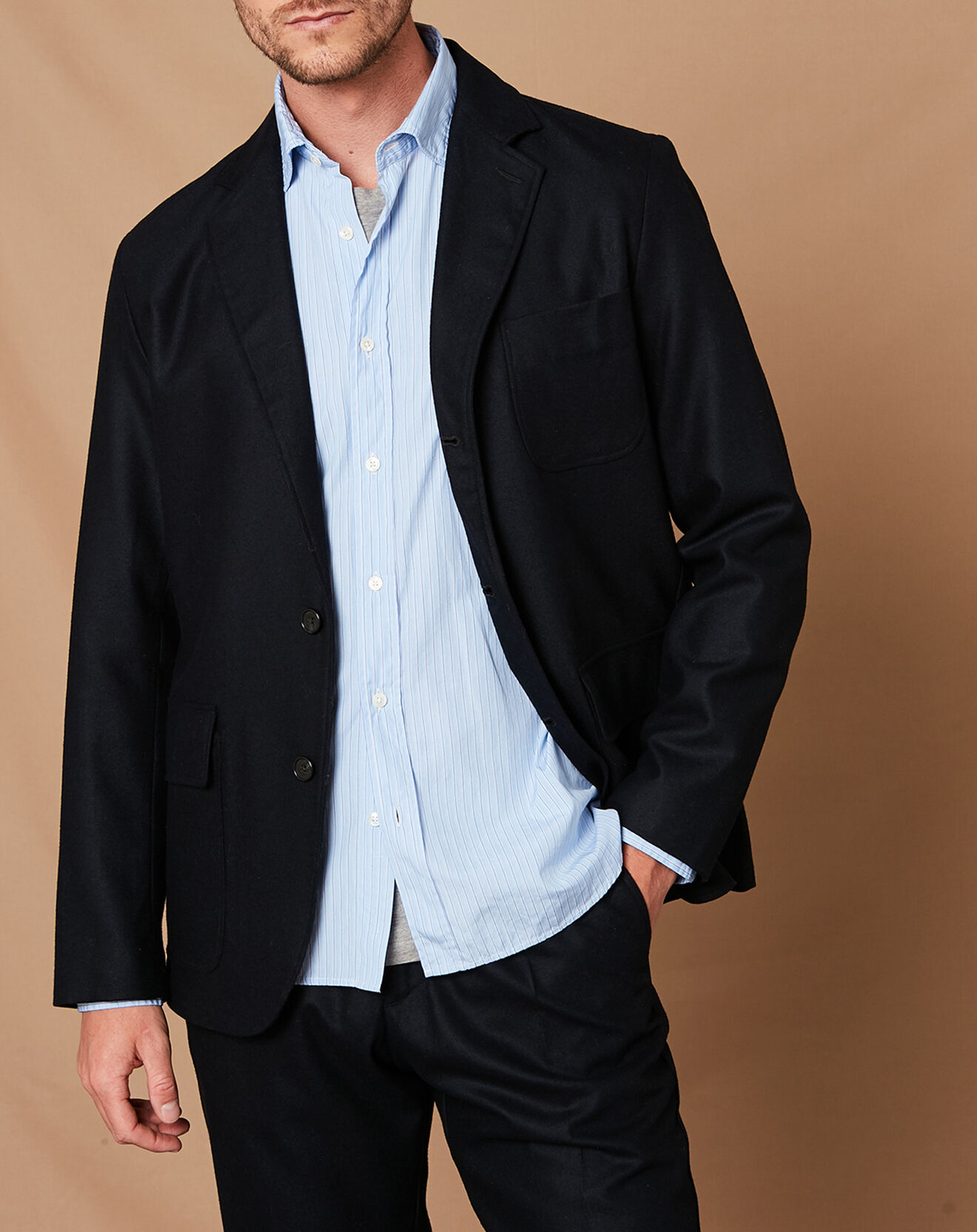 Hartford Veste 100% Laine Jet marine foncé